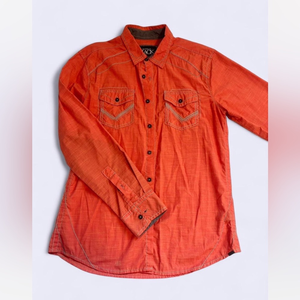 Buckle Orange Casual Button Down Shirt